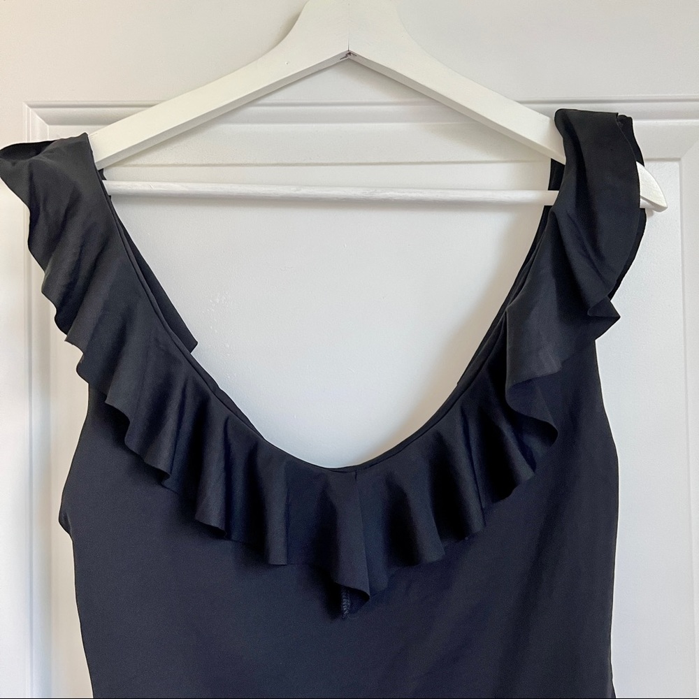 Eberjay So Solid Loreta Black Ruffle One Piece Swim